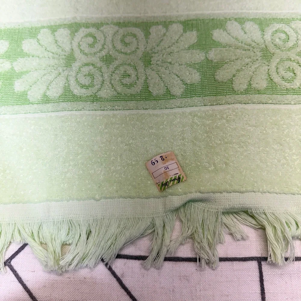 Cannon Monticello Towel Set 3pc Green Vintage Floral Fringe Hand Washcloth